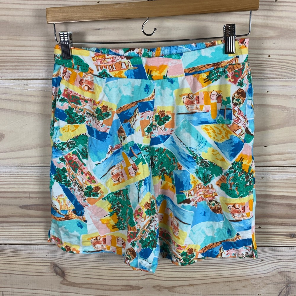 Cuddl Duds Shorts Women XS Multicolor Tropical Beach Surf Knit Casual‎